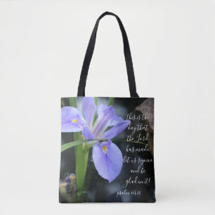 Floral (Wasserris) mit/Vers aus Psalm 118:24 Tasche