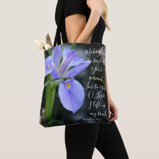 Floral (Wasserris) mit/Vers aus Psalm 86:4 Tasche