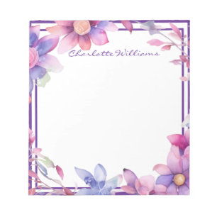 Floral Water Border Personalisiert Notizblock