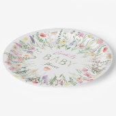 Floral Watercolor Alphabet ABC Babydusche Pappteller (Schrägansicht)