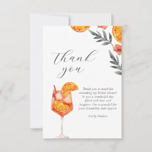 Floral Watercolor Aperol Spritz Brautparty Dankeskarte