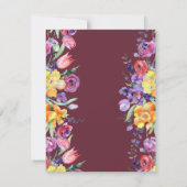 Floral Watercolor auf Burgund Save the Date Ankündigung (Rückseite)