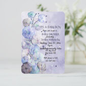 Floral Watercolor Baby Boy Shower Invitation Einladung (Stehend Vorderseite)