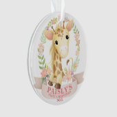 Floral Watercolor Baby Giraffe Weihnachts-Foto Ornament (Vorderseite)