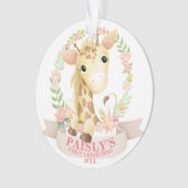 Floral Watercolor Baby Giraffe Weihnachts-Foto Ornament (Vorderseite)
