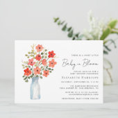 Floral Watercolor Baby in Bloom Baby Dusche Einladung (Stehend Vorderseite)