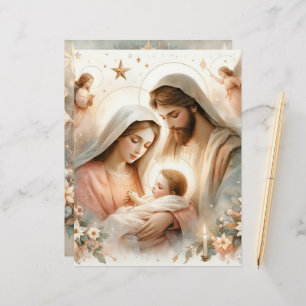 Floral Watercolor Baby Jesus Scrapbook