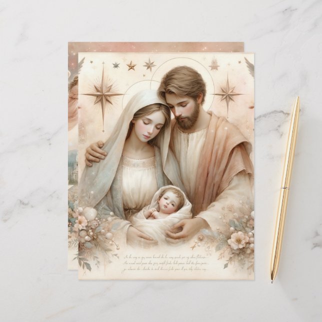 Floral Watercolor Baby Jesus Scrapbook (Vorderseite/Rückseite Beispiel)