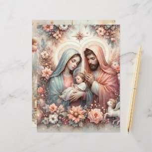 Floral Watercolor Baby Jesus Scrapbook