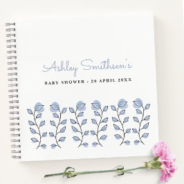 Floral Watercolor Baby Shower (Blue) Gästebuch Notizblock