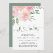 Floral Watercolor Babydusche Einladung (Vorne/Hinten)