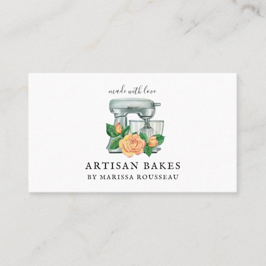 Floral Watercolor Backtools Bäckerei Bäckerei Visitenkarte (Vorderseite)