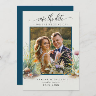 Floral Watercolor Beach Scene Foto Save the Date