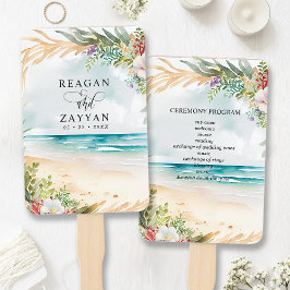 Floral Watercolor Beach Szene Sommer Hochzeit Fächer