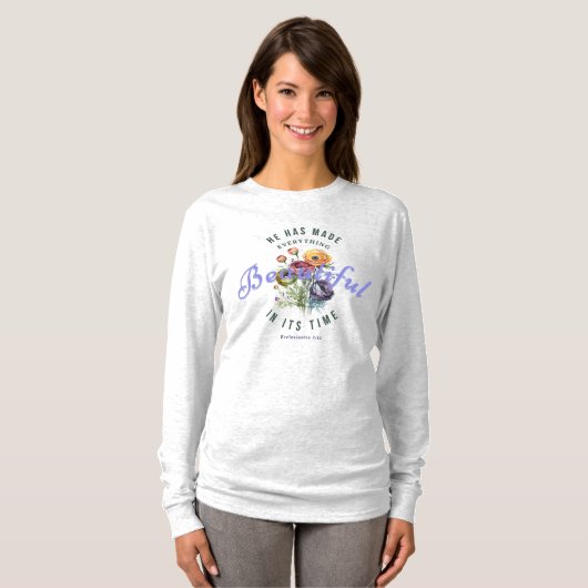 Floral Watercolor Beautiful Scripture T-Shirt (Vorne ganz)