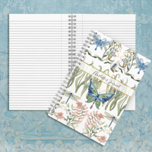 Floral Watercolor Blue and Pink Butterfly Journal Notizblock