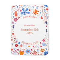 Floral Watercolor Blue Orange Save the Date