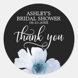Floral Watercolor Blue Vielen Dank Brautparty Runder Aufkleber
