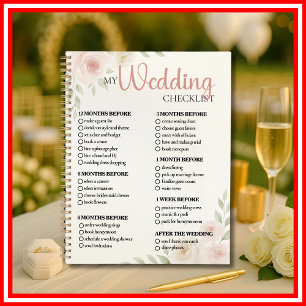 Floral Watercolor Blumen Hochzeits-Checkliste  Planer