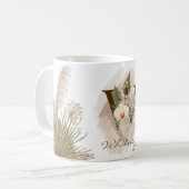 Floral Watercolor Boho Custom Monogram Name Kaffeetasse (Vorderseite Links)
