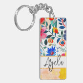 Floral Watercolor Boho farbenfrohe Keepake Schlüsselanhänger (Vorderseite links)