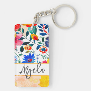Floral Watercolor Boho farbenfrohe Keepake Schlüsselanhänger