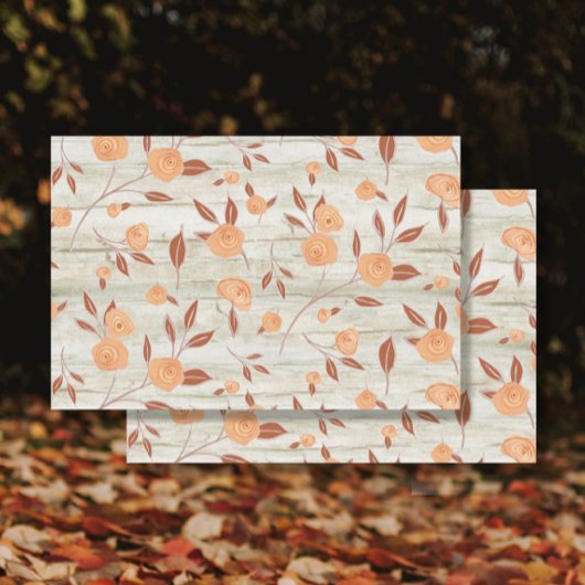 Floral Watercolor Boho Peach Modern Wood Decoupage Seidenpapier