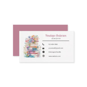 Floral Watercolor Books Visitenkarte