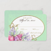 Floral Watercolor Bouquet Wedding Replik RSVP Karte (Vorne/Hinten)