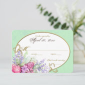 Floral Watercolor Bouquet Wedding Replik RSVP Karte (Stehend Vorderseite)