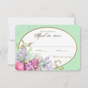 Floral Watercolor Bouquet Wedding Replik RSVP Karte