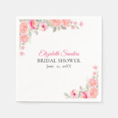 Floral Watercolor Bridal Shower | Pink Rose Party  Serviette (Vorderseite)