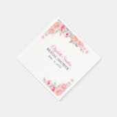 Floral Watercolor Bridal Shower | Pink Rose Party  Serviette (Ecke)