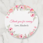 Floral Watercolor Bridal Shower | Pink Roses Geschenkanhänger (Rückseite)