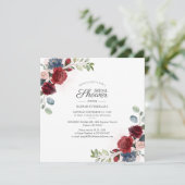 Floral Watercolor Burgundy Blush Brautparty Einladung (Stehend Vorderseite)