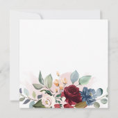 Floral Watercolor Burgundy Blush Brautparty Einladung (Rückseite)