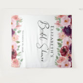 Floral Watercolor Burgundy Blush Brautparty Wandteppich (Vorderseite (Horizontal))