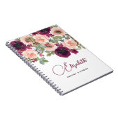 Floral Watercolor Burgundy Blush Peonys Custom Notizblock (Rechte Seite)