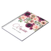 Floral Watercolor Burgundy Blush Peonys Custom Notizblock (Linke Seite)