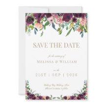 Floral Watercolor Burgundy Gold Floral Wedding