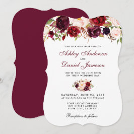 Floral Watercolor Burgundy Wedding Einladung B