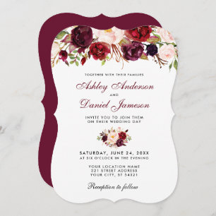 Floral Watercolor Burgundy Wedding Einladung B