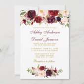 Floral Watercolor Burgundy Wedding Einladung BG (Vorderseite)