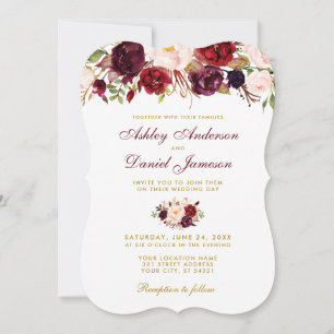Floral Watercolor Burgundy Wedding Einladung BG