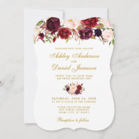 Floral Watercolor Burgundy Wedding Einladungs-Glut