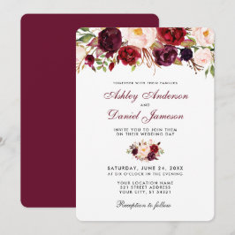 Floral Watercolor Burgundy Wedding Invasion R Einladung