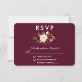 Floral Watercolor Burgundy Wedding RSVP (Vorderseite)