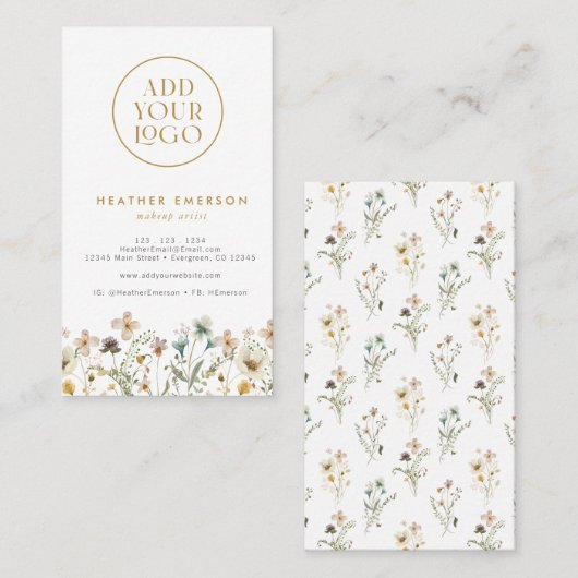 Floral Watercolor Business Card Visitenkarte (Vorne/Hinten)
