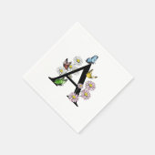 Floral Watercolor Butterfly Monogram Letter A Serviette (Ecke)