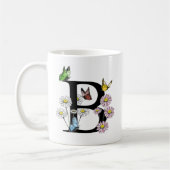 Floral Watercolor Butterfly Monogram Letter B Kaffeetasse (Links)